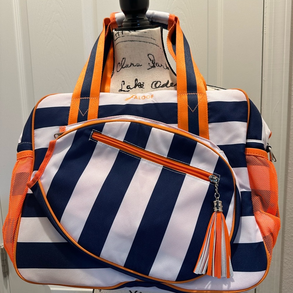 Aloof Navy and Orange Striped Women's Bag